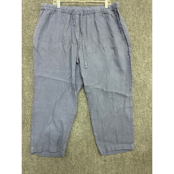 J. Jill Pants - J. Jill Pure Jill Garment-Dyed Linen Pants Blue 2X NWT  Drawstring Cropped